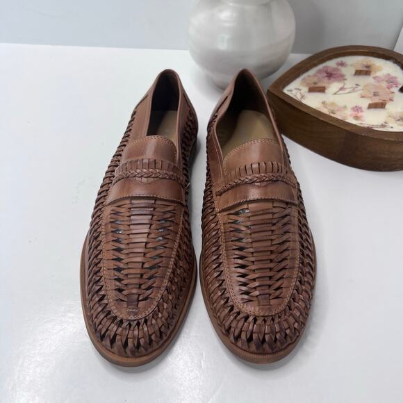 Rustic Asphalt Huarache Woven Leather Sandal Slip On Brown Men 10 Light wear main image 4